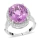 Certified & Appraised RHAPSODY 950 Platinum AAAA Patroke Kunzite and E-F VS Diamond Halo Ring (Size 7.0) 8.15 Grams 11.40 ctw image number 0