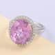 Certified & Appraised RHAPSODY 950 Platinum AAAA Patroke Kunzite and E-F VS Diamond Halo Ring (Size 7.0) 8.15 Grams 11.40 ctw image number 1