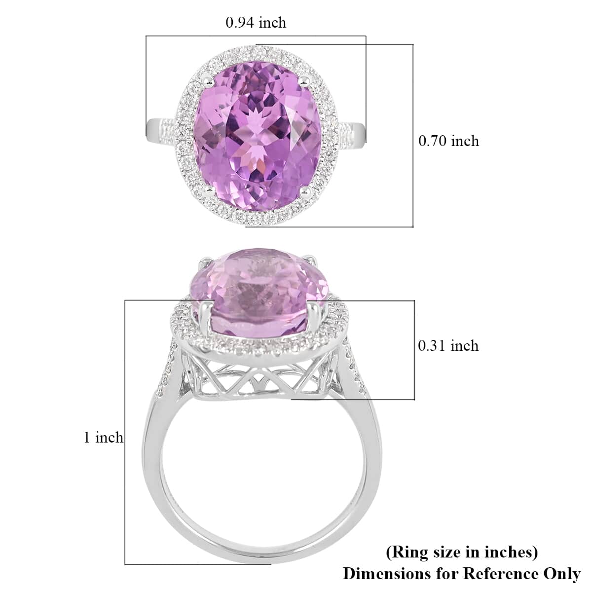 Certified & Appraised RHAPSODY 950 Platinum AAAA Patroke Kunzite and E-F VS Diamond Halo Ring (Size 7.0) 8.15 Grams 11.40 ctw image number 5