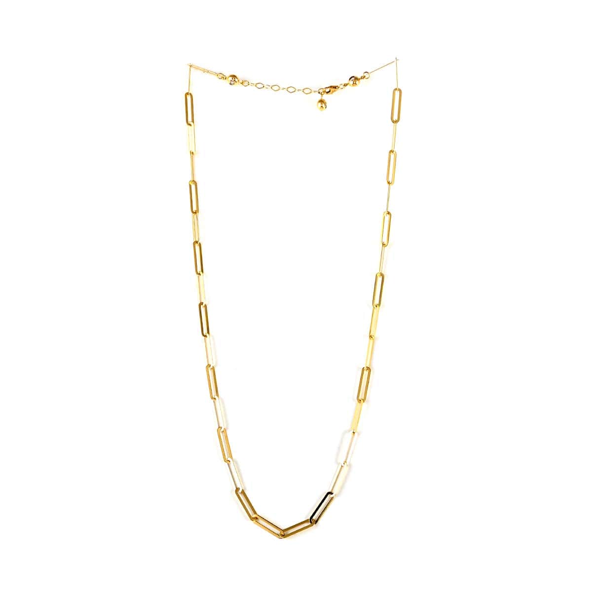 California Closeout Deal Italian 14K Yellow Gold Crystal 4.2mm Paperclip Necklace 22-24 Inches 7.5 Grams image number 2