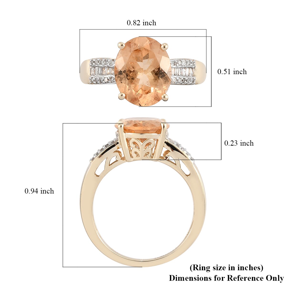 Luxoro 10K Yellow Gold Premium Natural Ceylon Imperial Garnet and G-H I3 Diamond Ring (Size 6.0) 3.65 Grams 4.10 ctw image number 5