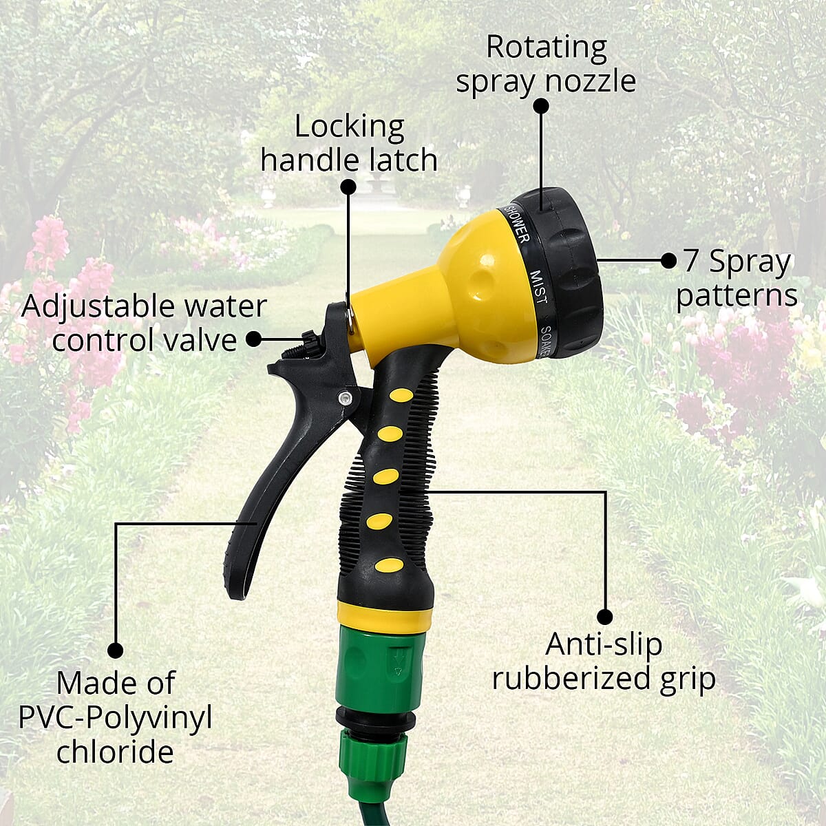 Buy GREENBOUND Coiled Water Hose with Spray Nozzle Green at ShopLC.