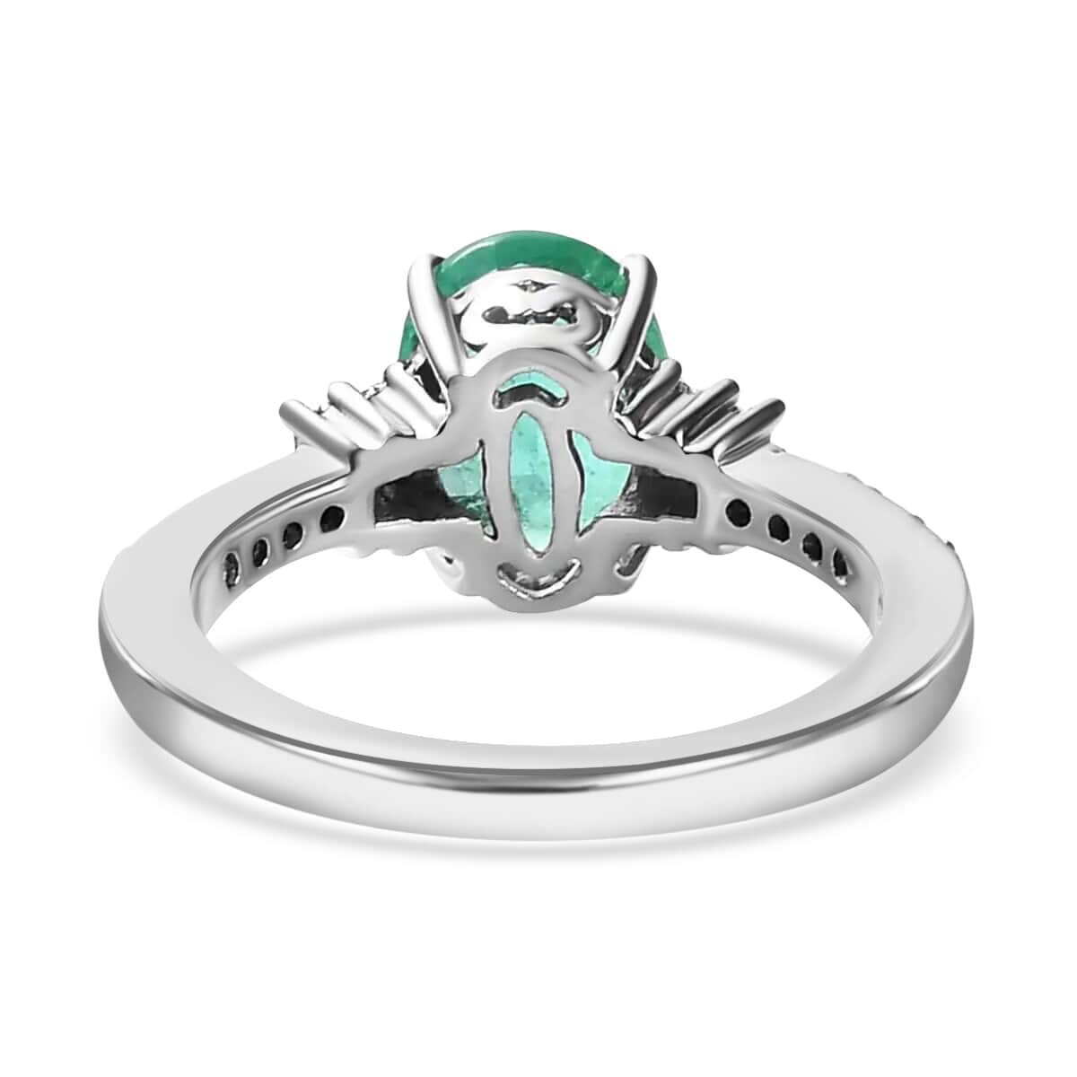 RHAPSODY 950 Platinum AAAA Ethiopian Emerald and E-F VS Diamond Ring (Size 7.0) 5.40 Grams 1.90 ctw image number 4
