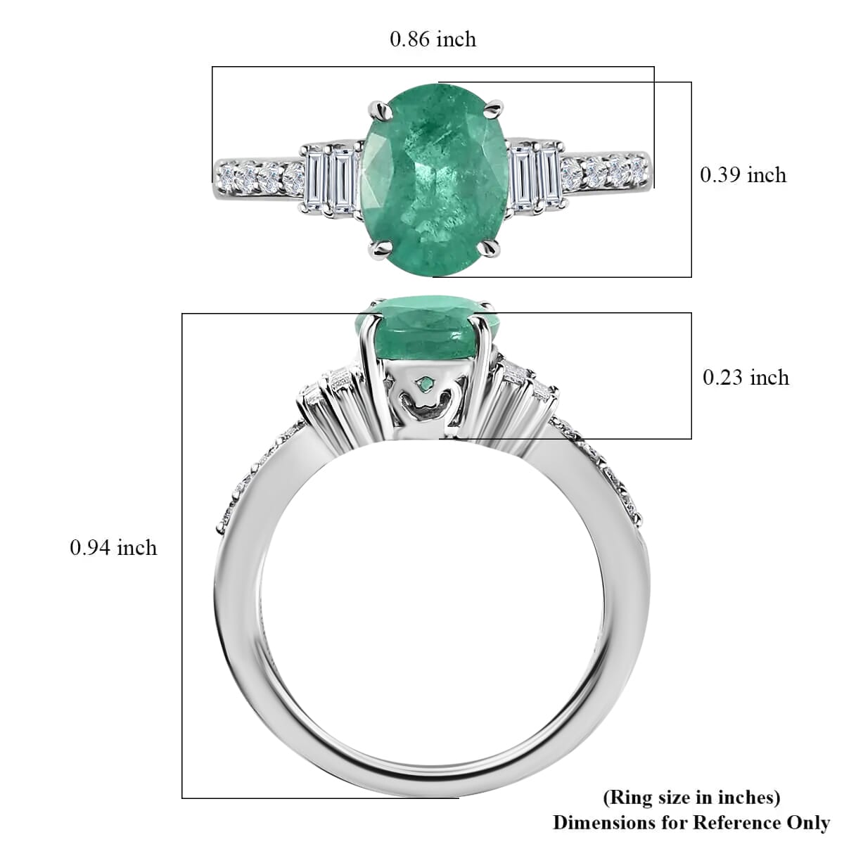 RHAPSODY 950 Platinum AAAA Ethiopian Emerald and E-F VS Diamond Ring (Size 7.0) 5.40 Grams 1.90 ctw image number 5