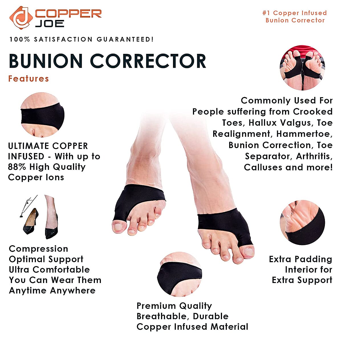 Buy Copper Joe Big Toe Bunion Corrector Sleeves S/M (Ships in 810 Business days) Best