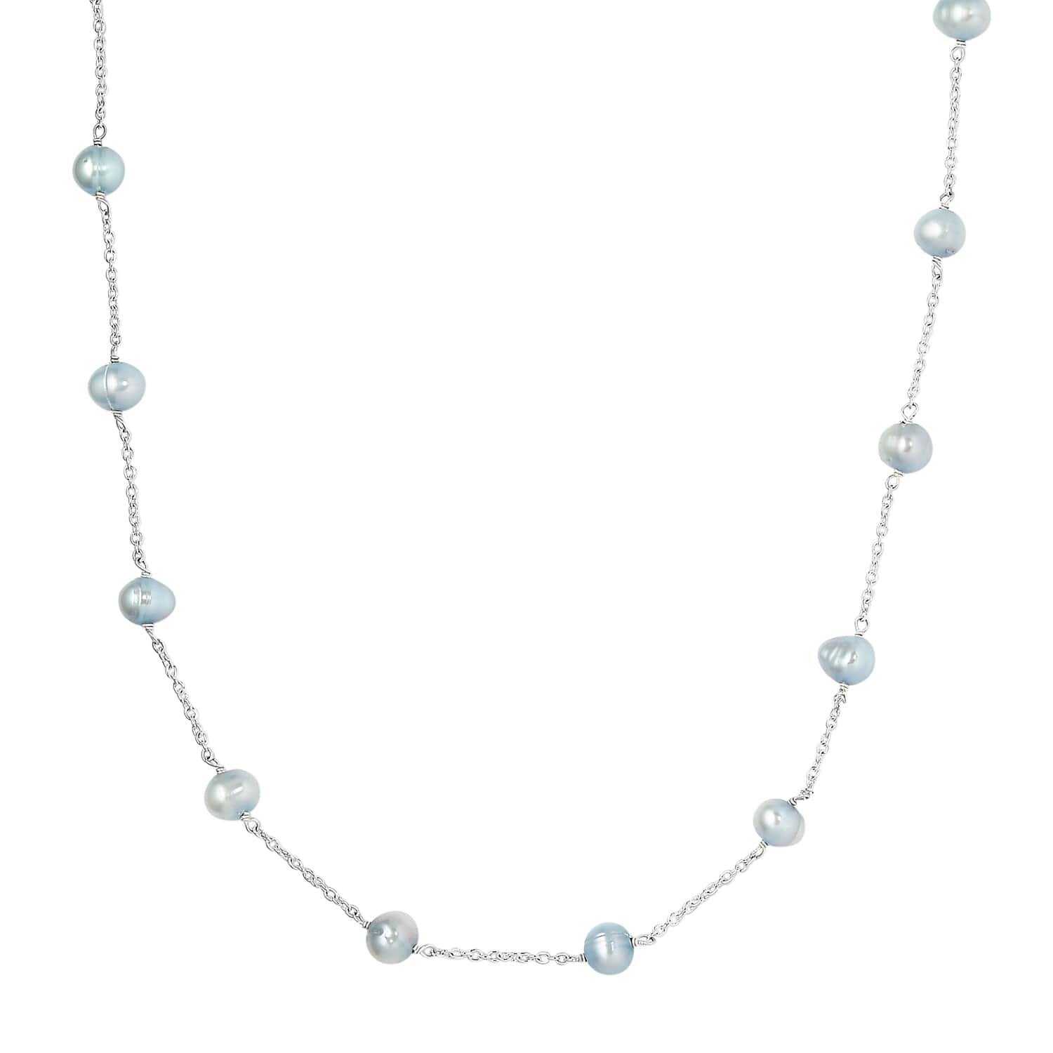 Buy Freshwater Peacock Pearl Station Necklace For Women in 925