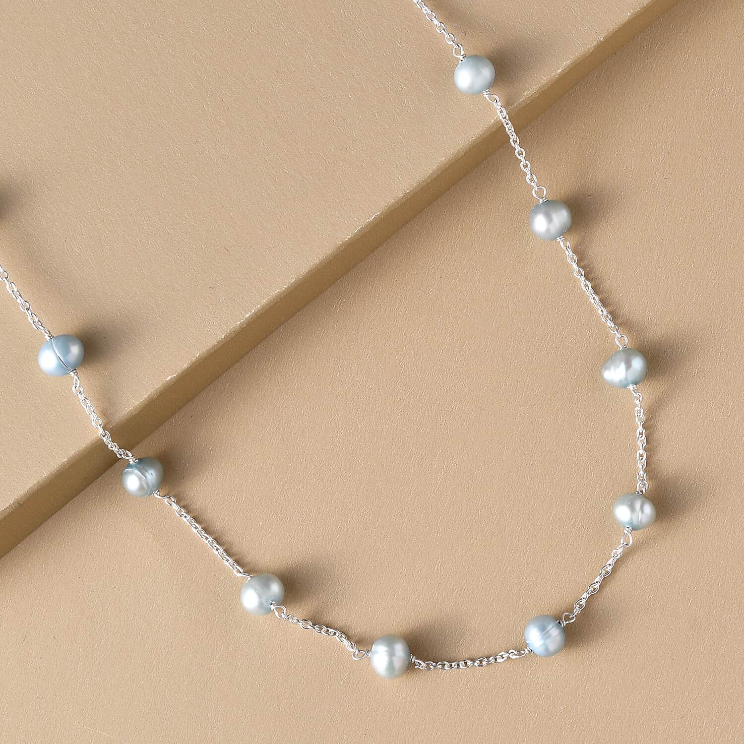 Buy Freshwater Peacock Pearl Station Necklace For Women in 925