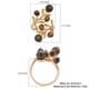 South African Yellow Tiger's Eye and Champagne Austrian Crystal Leaf Bypass Adjustable Ring in Goldtone (Size 6-9) 2.20 ctw image number 5
