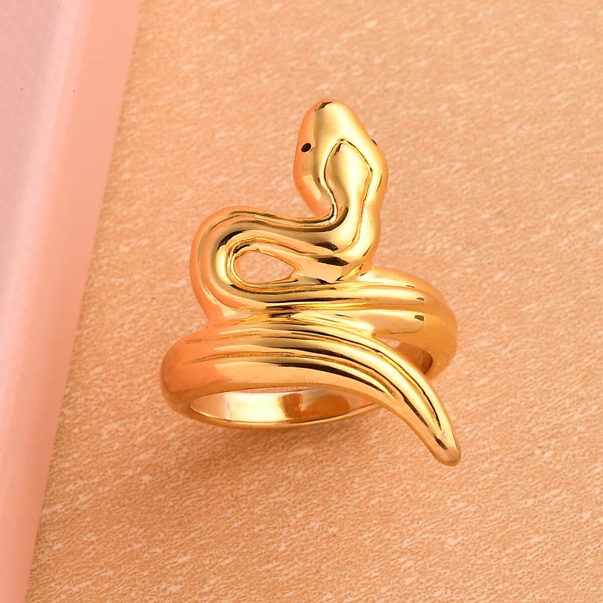 Super Find Electroforming Gold Collection 18K Yellow Gold Snake Ring (Size 9.0) 2.25 Grams image number 1