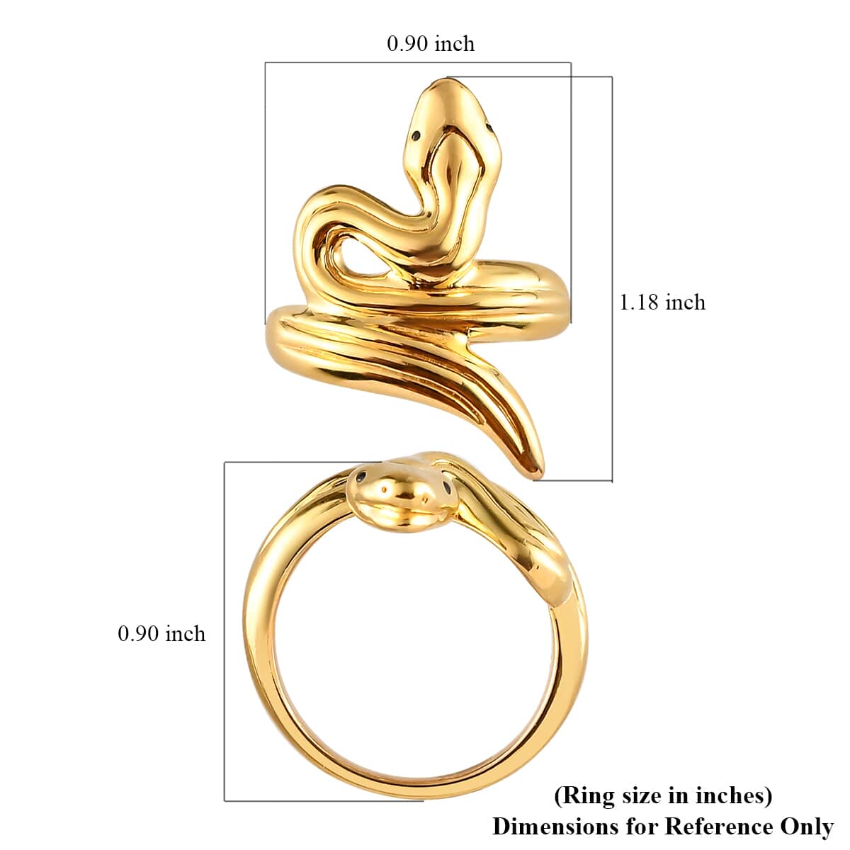 Super Find Electroforming Gold Collection 18K Yellow Gold Snake Ring (Size 9.0) 2.25 Grams image number 5
