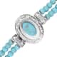 Blue Howlite and Light Blue Austrian Crystal Two Row Beaded Bracelet in Silvertone (7-8.5In) 53.00 ctw image number 3