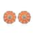 Simulated Orange Cat's Eye and Austrian Crystal Floral Stud Earrings in Goldtone 5.00 ctw