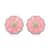 Simulated Fuchsia Cat's Eye and Austrian Crystal Floral Stud Earrings in Goldtone 5.00 ctw