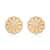 Simulated Yellow Cat's Eye and Austrian Crystal Floral Stud Earrings in Goldtone 5.00 ctw
