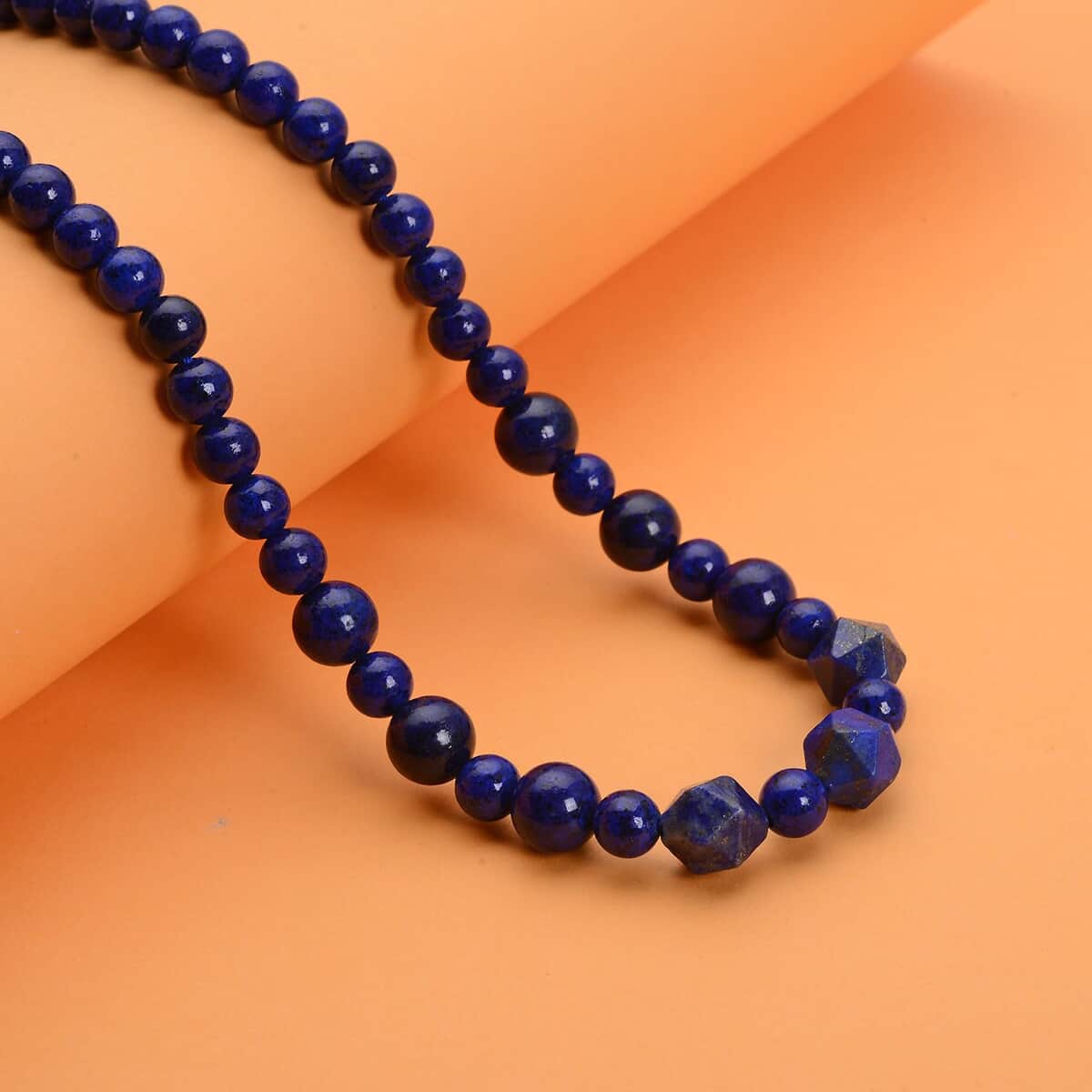 Lapis Lazuli Beaded Necklace 18-20 Inches in Silvertone 138.50 ctw image number 1