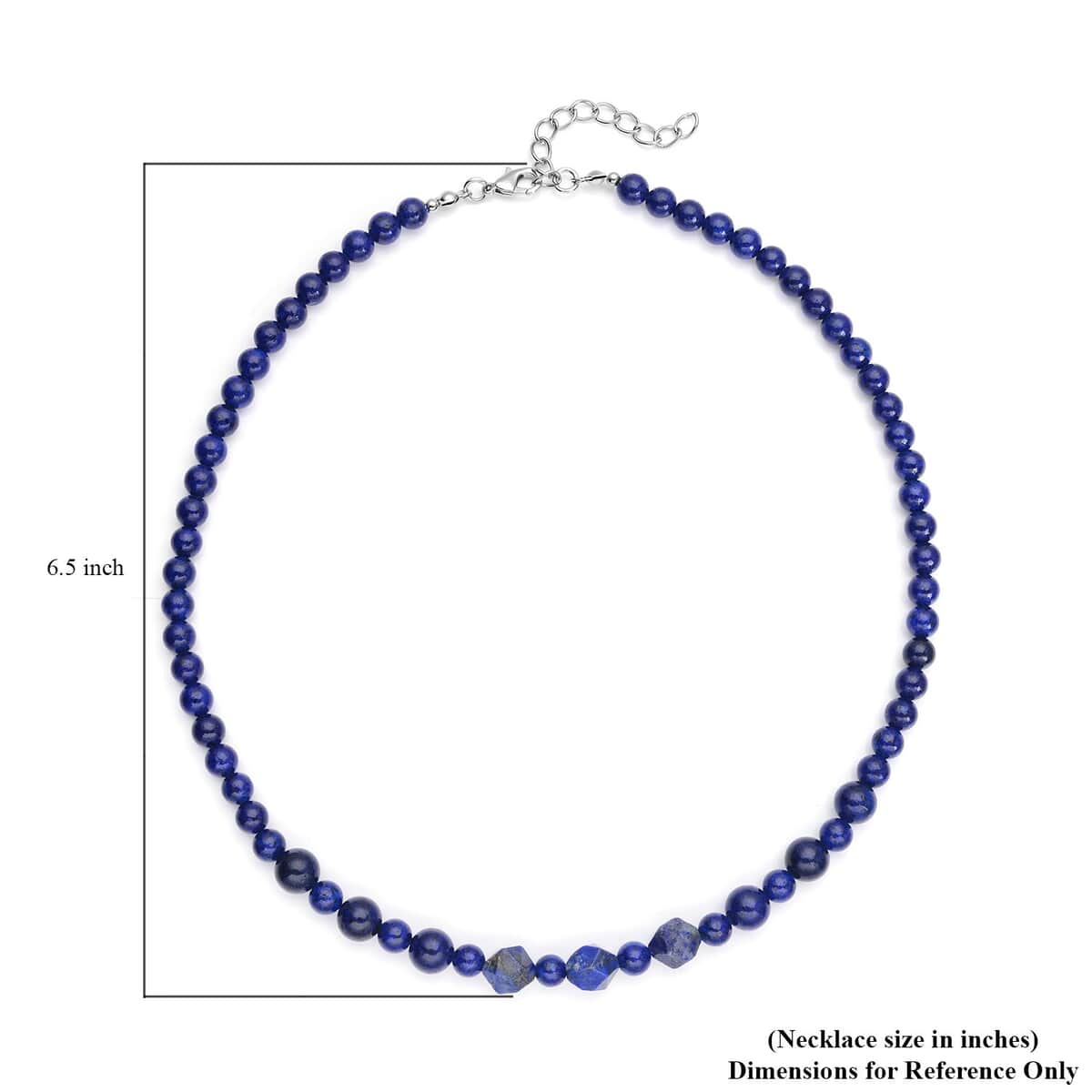 Lapis Lazuli Beaded Necklace 18-20 Inches in Silvertone 138.50 ctw image number 5