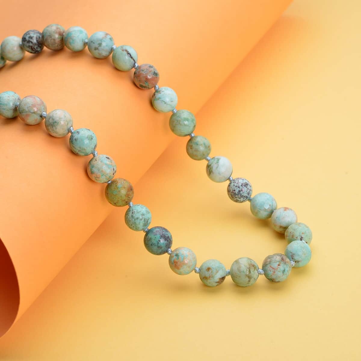 Peru Turquoise Beaded Necklace 20 Inches in Rhodium Over Sterling Silver 260.00 ctw image number 1