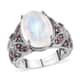 Kuisa Rainbow Moonstone and Orissa Rhodolite Garnet Ring in Vermeil Yellow Gold and Platinum Over Sterling Silver (Size 8.0) 7.25 ctw image number 0