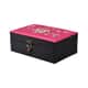 Rose Red Flower Pattern Embroidery Satin Jewelry Box with Lock image number 4