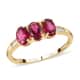 LUXORO 10K Yellow Gold Premium Ouro Fino Rubellite and G-H I3 Diamond Trilogy Ring (Size 7.0) 1.40 ctw  image number 0