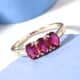 LUXORO 10K Yellow Gold Premium Ouro Fino Rubellite and G-H I3 Diamond Trilogy Ring (Size 7.0) 1.40 ctw  image number 1