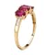 LUXORO 10K Yellow Gold Premium Ouro Fino Rubellite and G-H I3 Diamond Trilogy Ring (Size 7.0) 1.40 ctw  image number 3