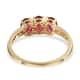 LUXORO 10K Yellow Gold Premium Ouro Fino Rubellite and G-H I3 Diamond Trilogy Ring (Size 7.0) 1.40 ctw  image number 4