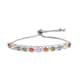Karis Simulated Multi Color Diamond Bolo Bracelet in Platinum Bond and Stainless Steel 4.65 ctw image number 0
