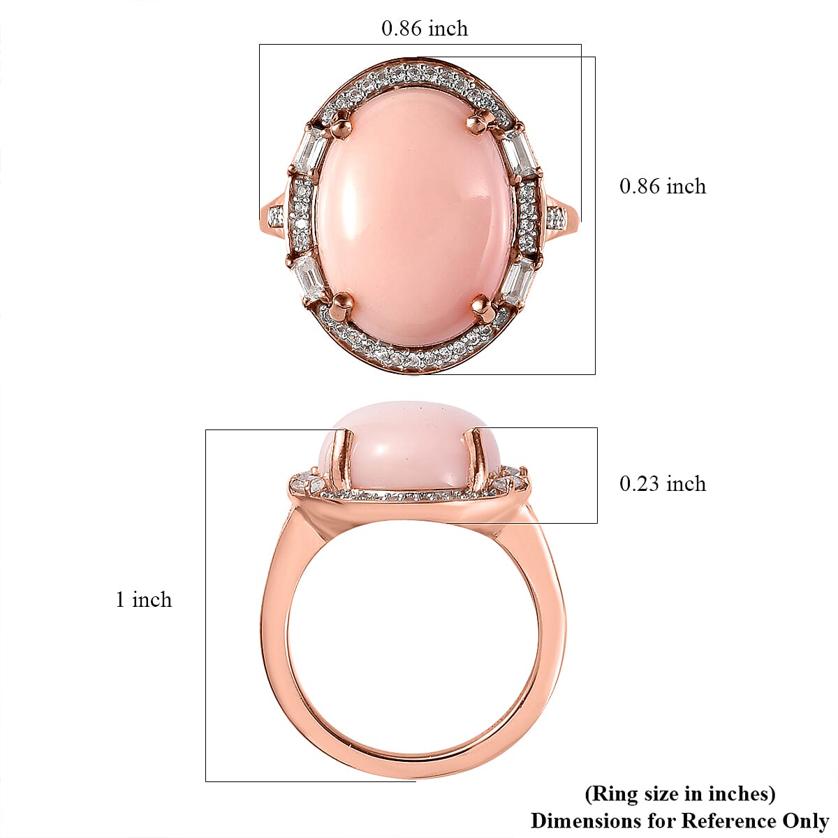 Buy Peruvian Pink Opal and White Zircon Halo Ring in Vermeil Rose Gold Over  Sterling Silver (Size 9.0) 7.00 ctw at ShopLC.