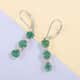 AAA Kagem Emerald and White Zircon Lever Back Earrings in Rhodium Over Sterling Silver 2.00 ctw image number 1