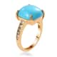 American Natural Sleeping Beauty Turquoise and Natural White Zircon Ring in Vermeil Yellow Gold Over Sterling Silver (Size 7.0) 5.85 ctw image number 3