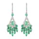 AAA Kagem Zambian Intense Green Emerald and Natural White Zircon Chandelier Earrings in Rhodium Over Sterling Silver 3.30 ctw image number 0