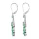 AAA Kagem Zambian Intense Green Emerald and Natural White Zircon Chandelier Earrings in Rhodium Over Sterling Silver 3.30 ctw image number 3
