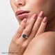 Black Diamond Halo Floral Ring in Platinum Over Sterling Silver (Size 7.0) 1.00 ctw image number 2