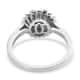 Black Diamond Halo Floral Ring in Platinum Over Sterling Silver (Size 7.0) 1.00 ctw image number 4
