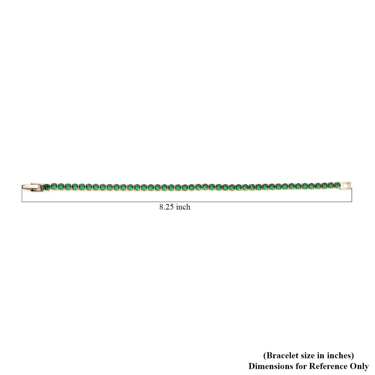 Simulated Emerald Tennis Bracelet in Goldtone (7.25 In) image number 4