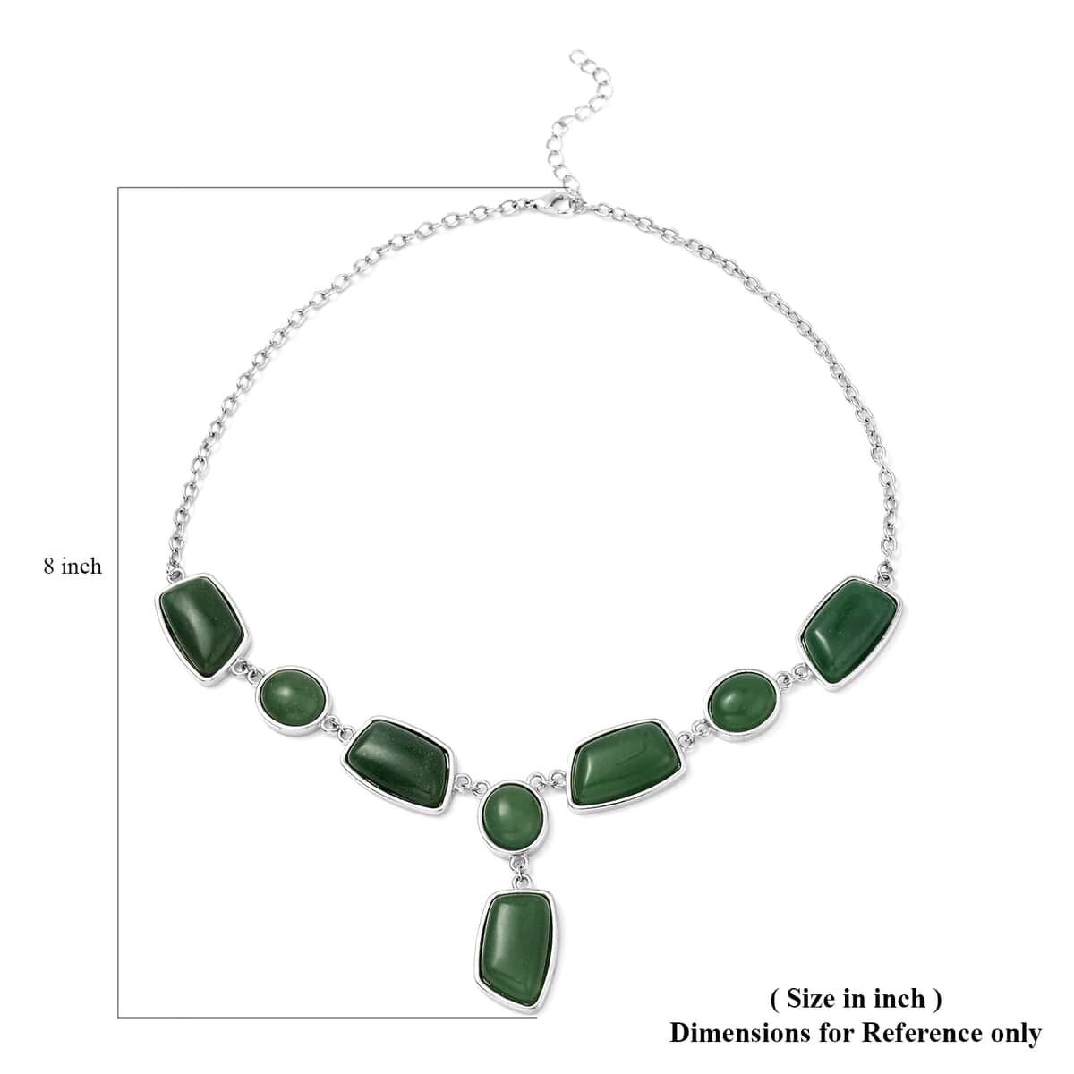 Green Aventurine Statement Necklace 18-20 Inches in Silvertone 140.00 ctw image number 4