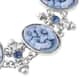 Blue Color Resin, Blue Austrian Crystal and Simulated Pearl Bolo Bracelet in Silvertone image number 3