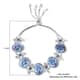 Blue Color Resin, Blue Austrian Crystal and Simulated Pearl Bolo Bracelet in Silvertone image number 6